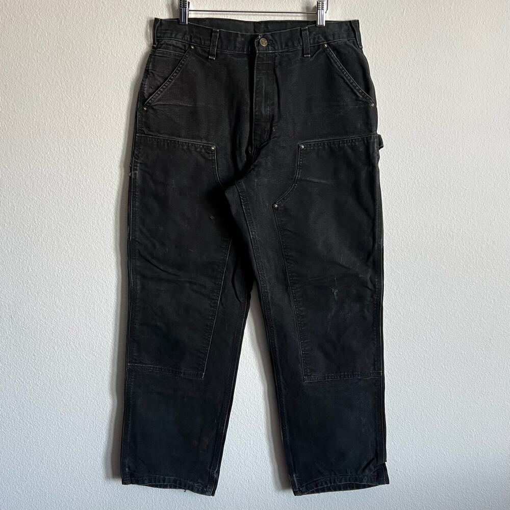 Carhartt B136 BLK faded black double knee work wear carpenter pants